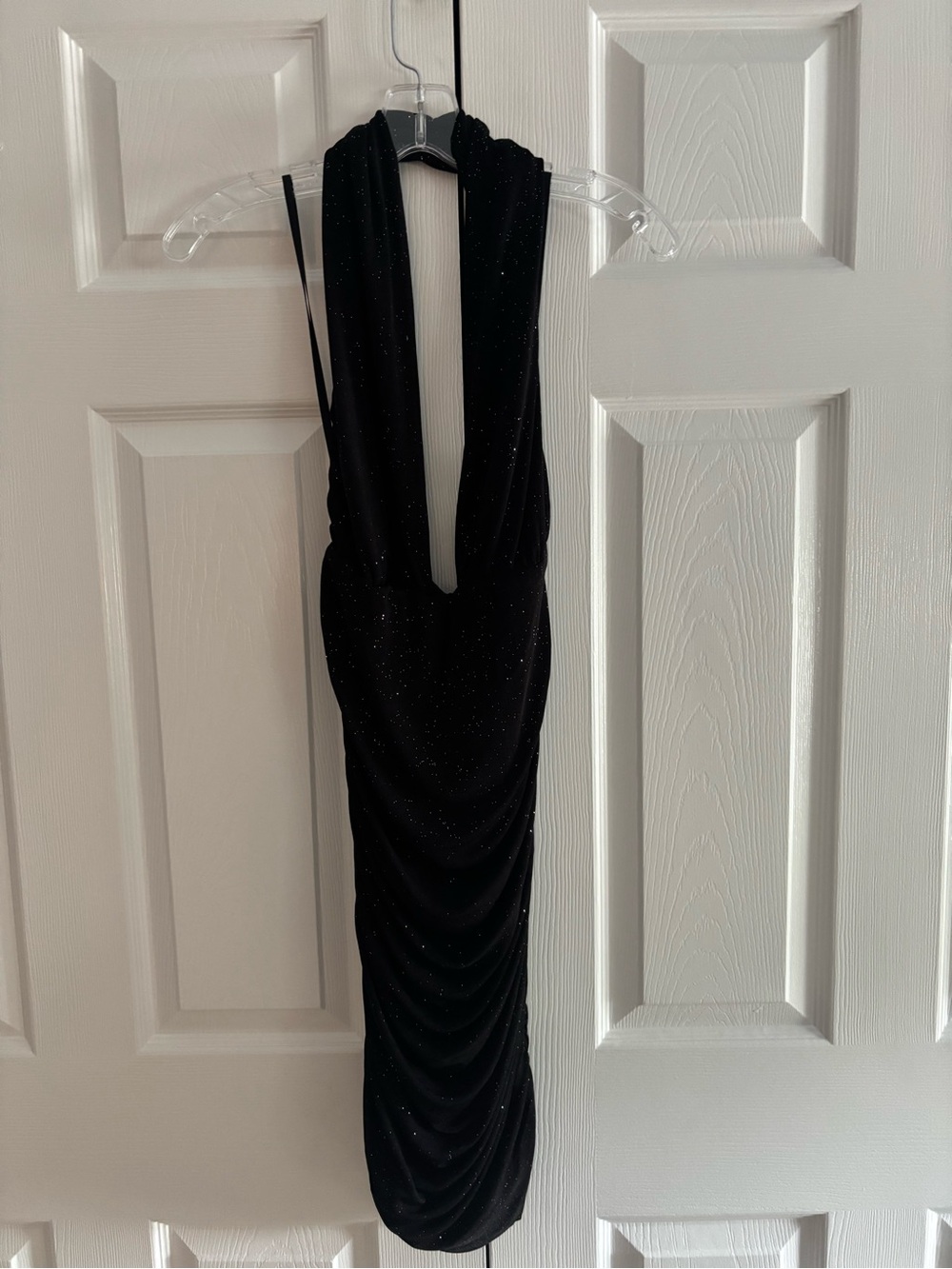 Abyss By Abby Black Sparkle Strapless Ruched Dress
